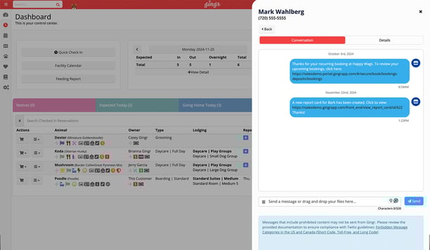pet parent communication in Gingr