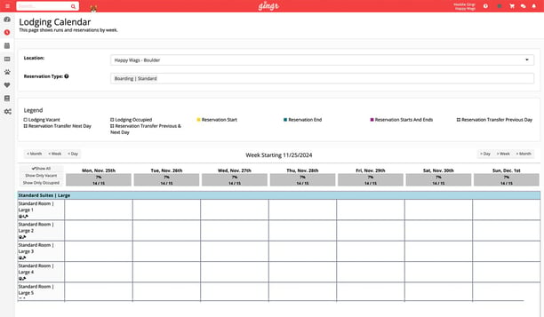 Gingr lodging calendar for pet-care business success