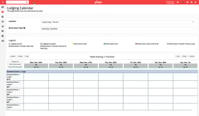 An image of a lodging calendar included in Gingr's pet scheduling software.
