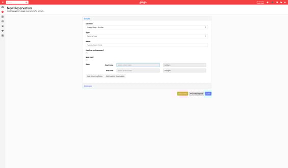 An example of the online booking interface in Gingr's pet business software.