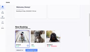 An example of the online booking interface in Gingr's pet scheduling software.