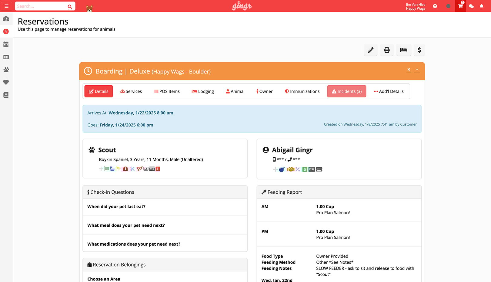 An example of the Gingr PreCheck process.