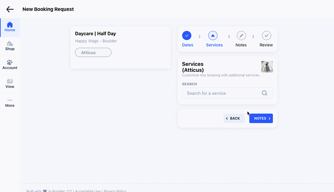 A screenshot of Gingr PreCheck in Gingr's doggy daycare software.