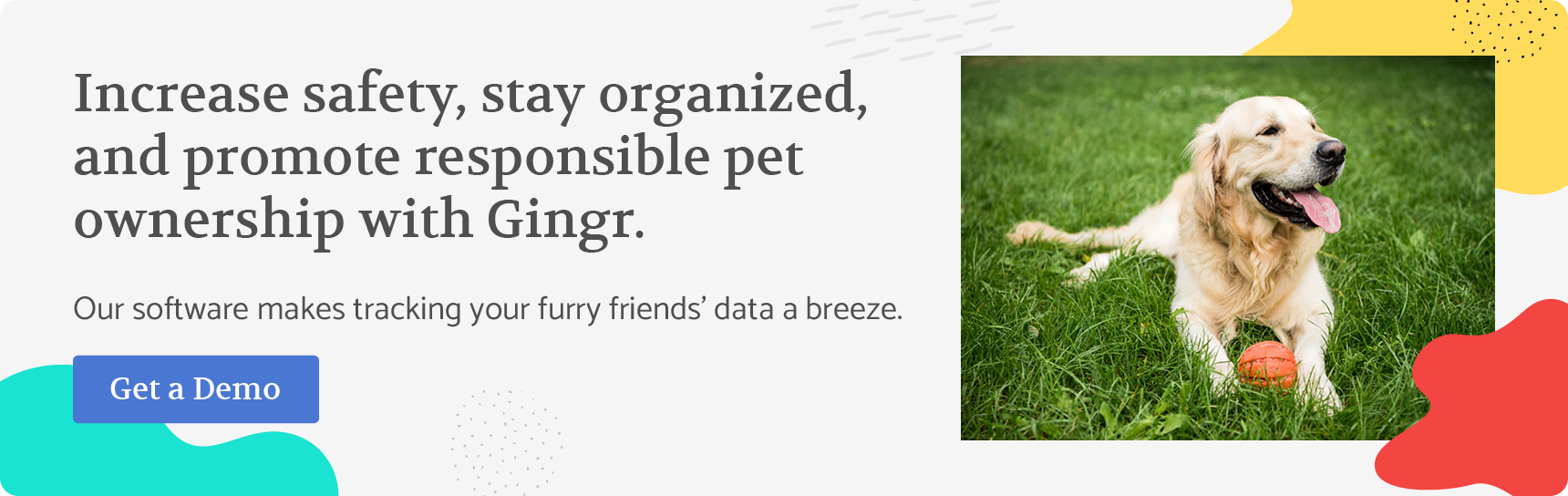 Increase safety, stay organized, and promote responsible pet ownership with Gingr. Our software makes tracking your furry friends’ data a breeze. Get a demo.