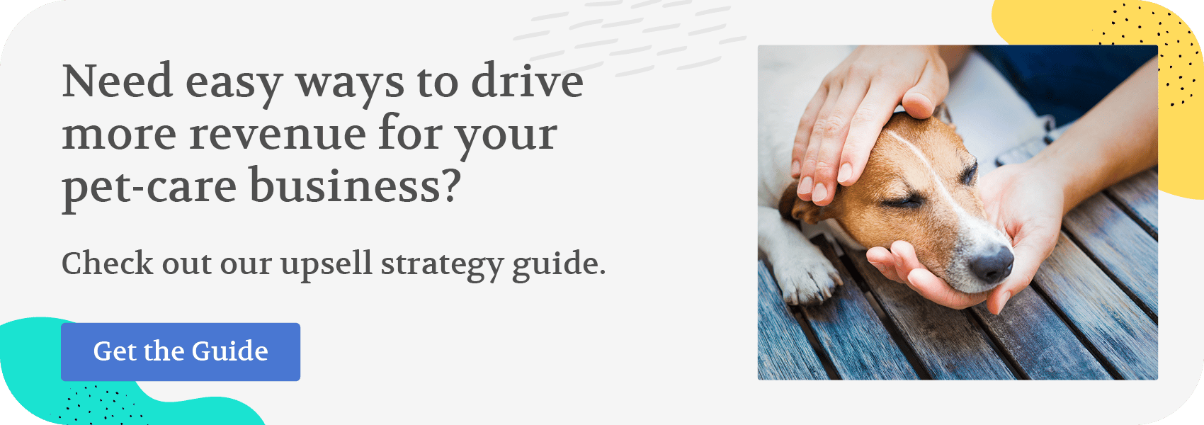 Need easy ways to drive more revenue for your pet-care business? Check out our upsell strategy guide. Get the guide.