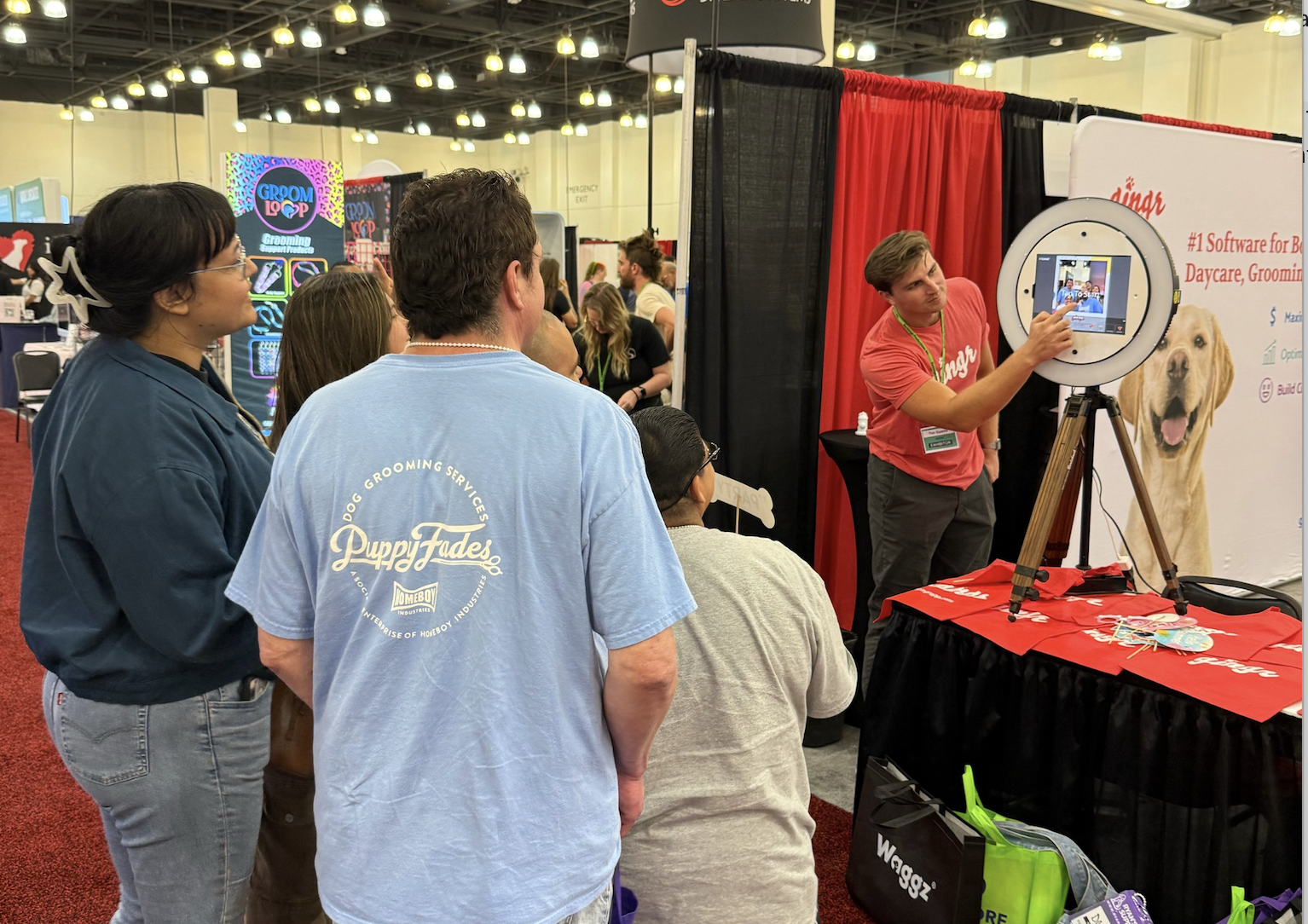 Team Gingr on site at Groom Expo West 2025 showcasing pet grooming software