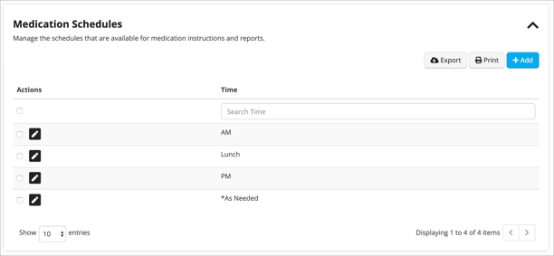 medication schedules screenshot