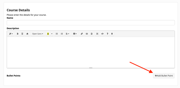 screenshot showing the area to create a custom GingrU course