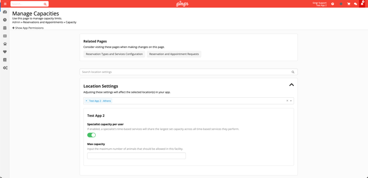 Gingr Capacity Calendar