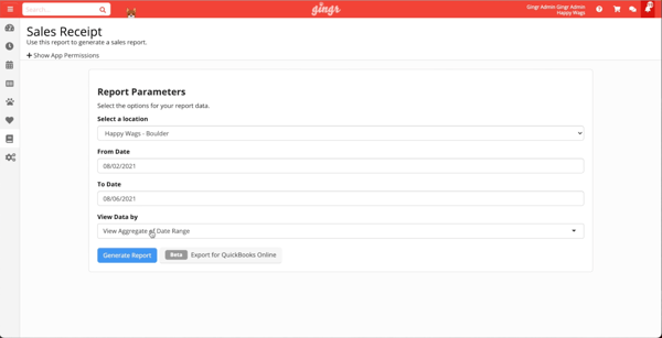 Sales Receipt Report